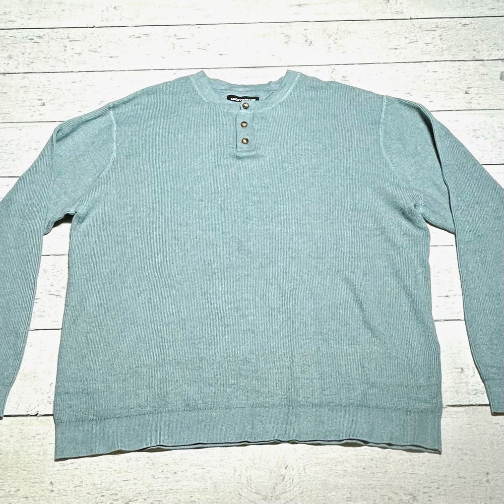 Lucky Brand Mens Aqua Knit Henley Pullover Sweater Long Sleeve Green XXL